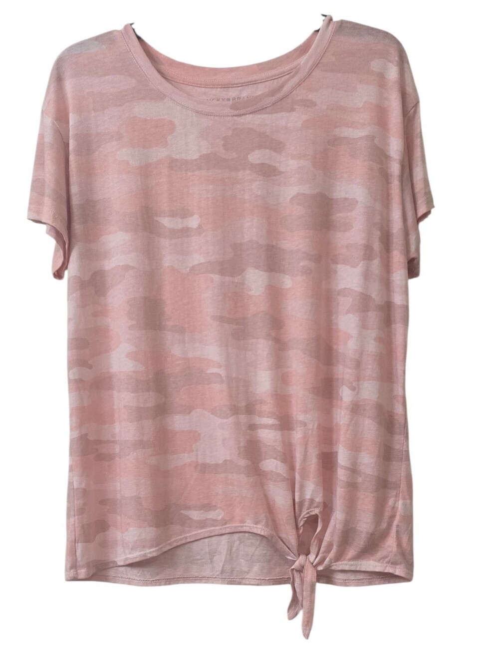 Lucky Brand Pink Camo Tie-Knot Short Sleeve Tee Size L